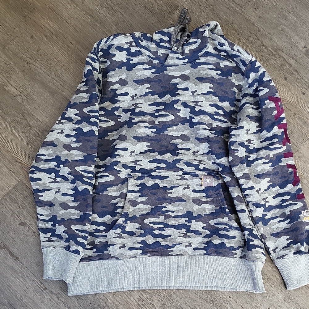 Ariat Rebar Blue and Gray Camouflage Hoodie